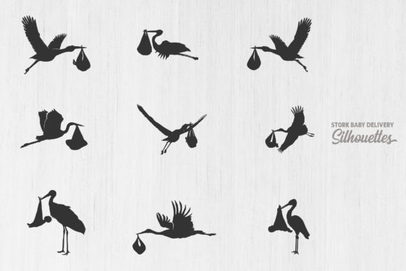 Download Stork Carrying Baby Silhouette - Baby silhouette Collection